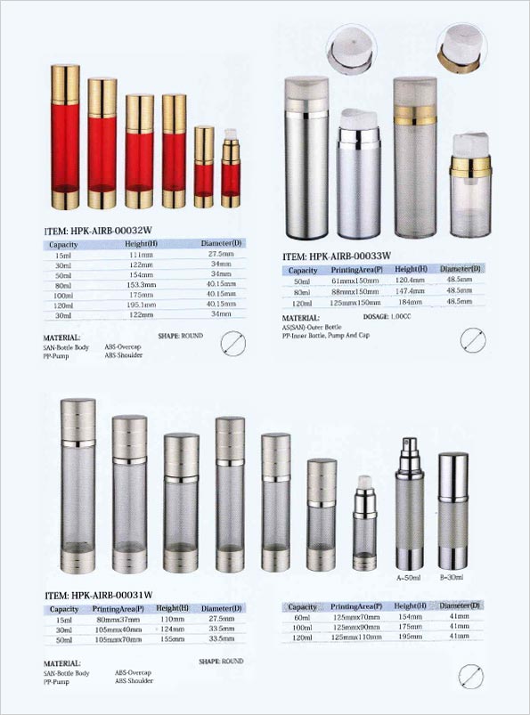 Specifications for Airless Bottles