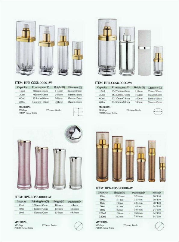 Specifications for Cosmetic Lotion Bottles